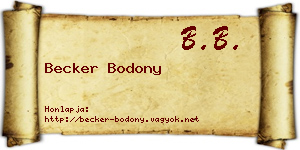 Becker Bodony névjegykártya